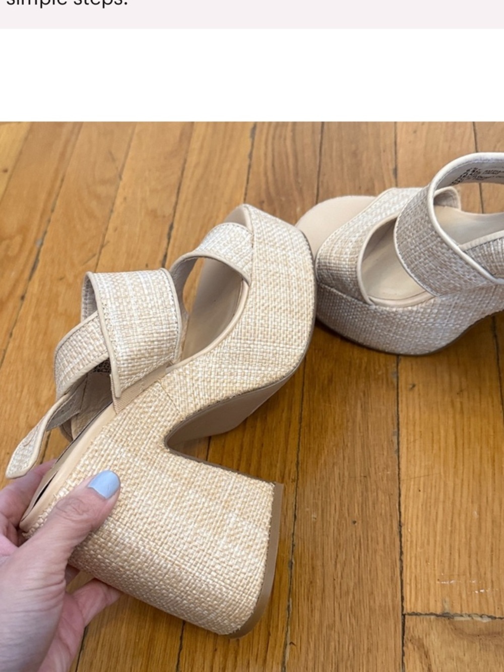 LAST CHANCE! STEVE MADDEN-VALORY Platform Sandals! Natural Raffia Beige/Tan! - Picture 3 of 4